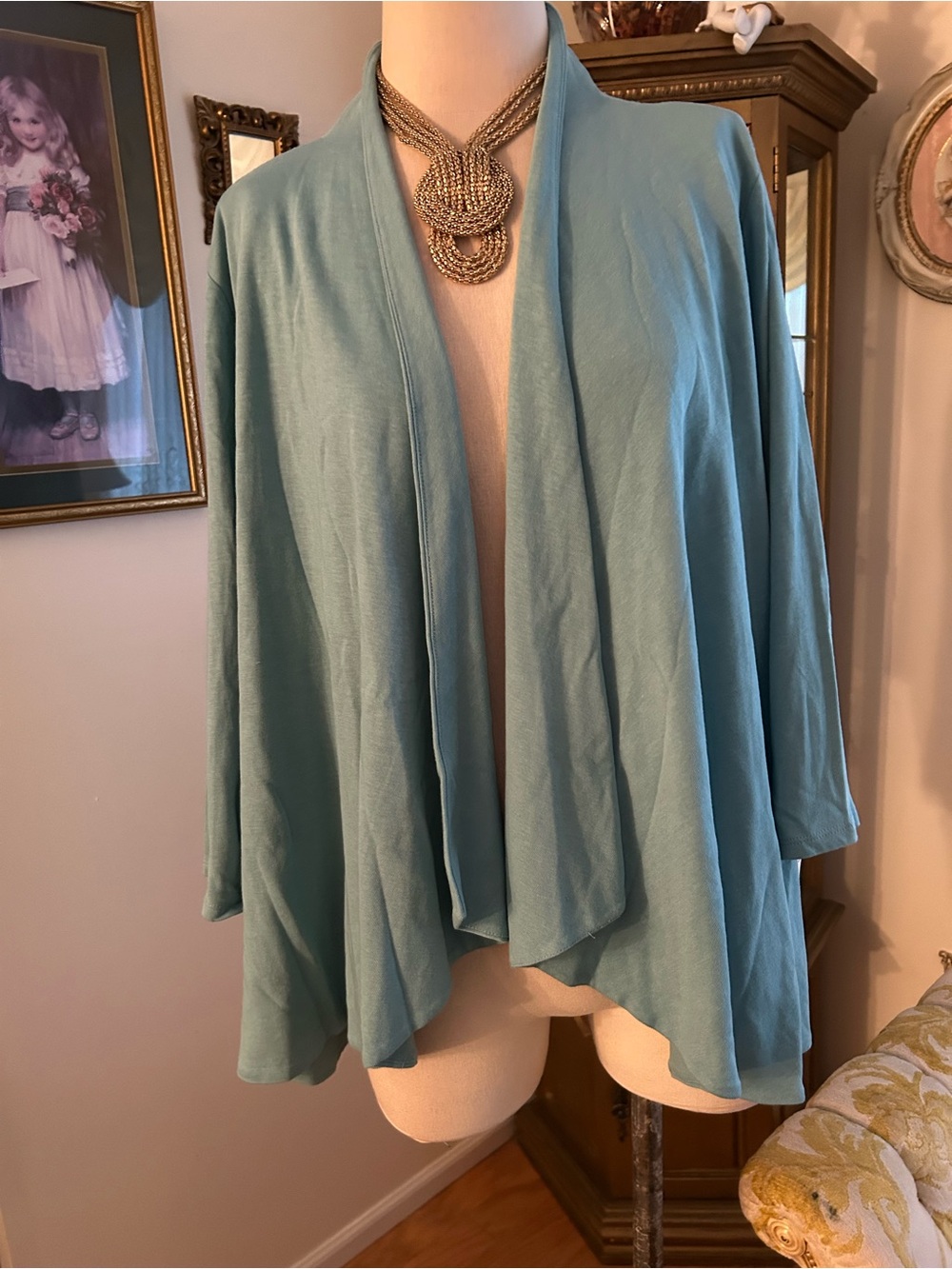 NWT Charter Club Light Teal Open-Front Cardigan SZ 3X B:157 7/20/26
